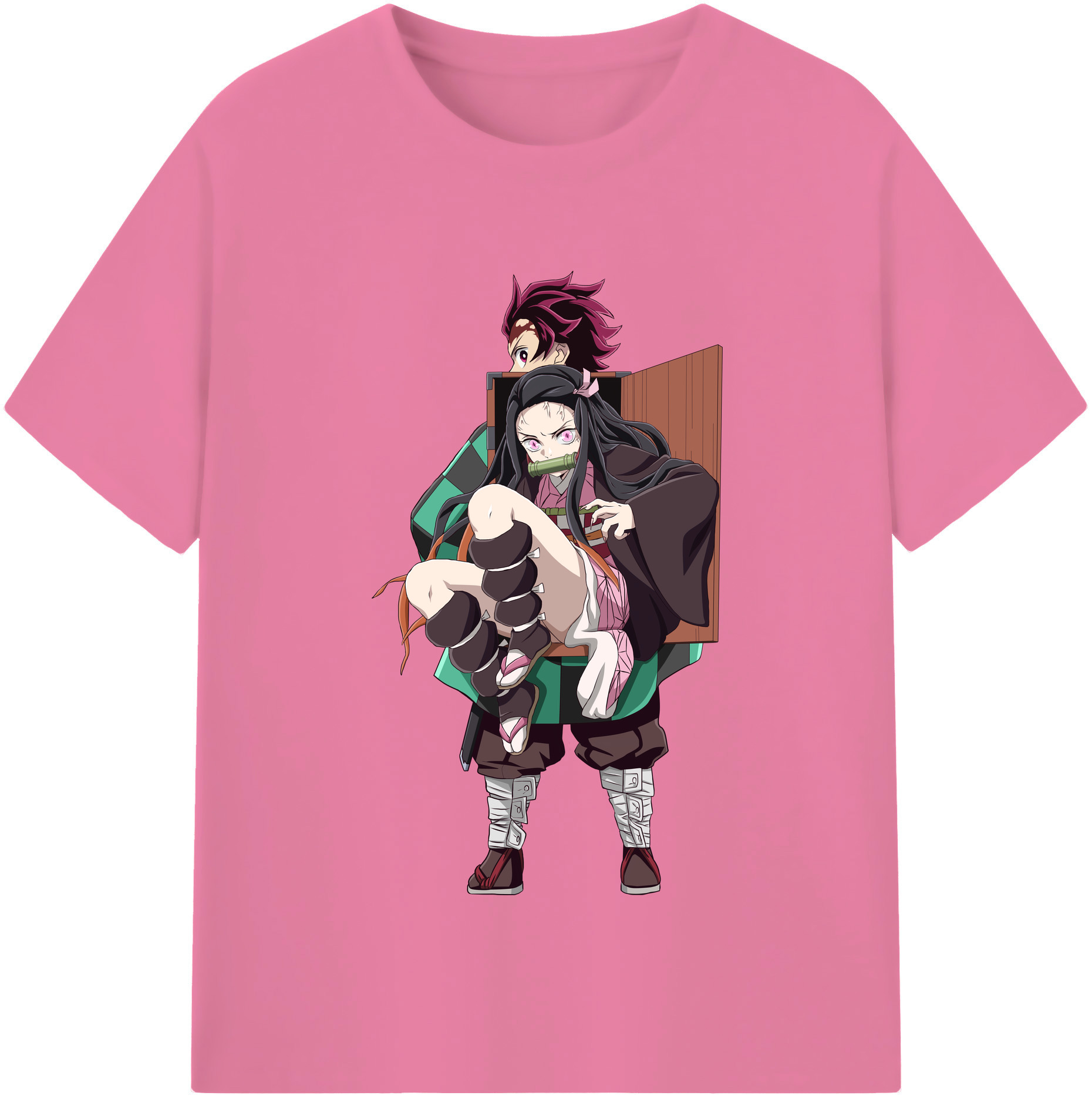 （画像用） 鬼滅の刃（きめつのやいば）竈門 禰󠄀豆子／かまど ねずこ Kamado Nezuko 綿100％半袖Tシャツ（フロントプリント）